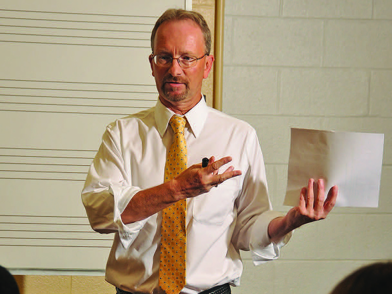 Image of Dr. Gary Beckman teaching a course in arts entrepreneurship.