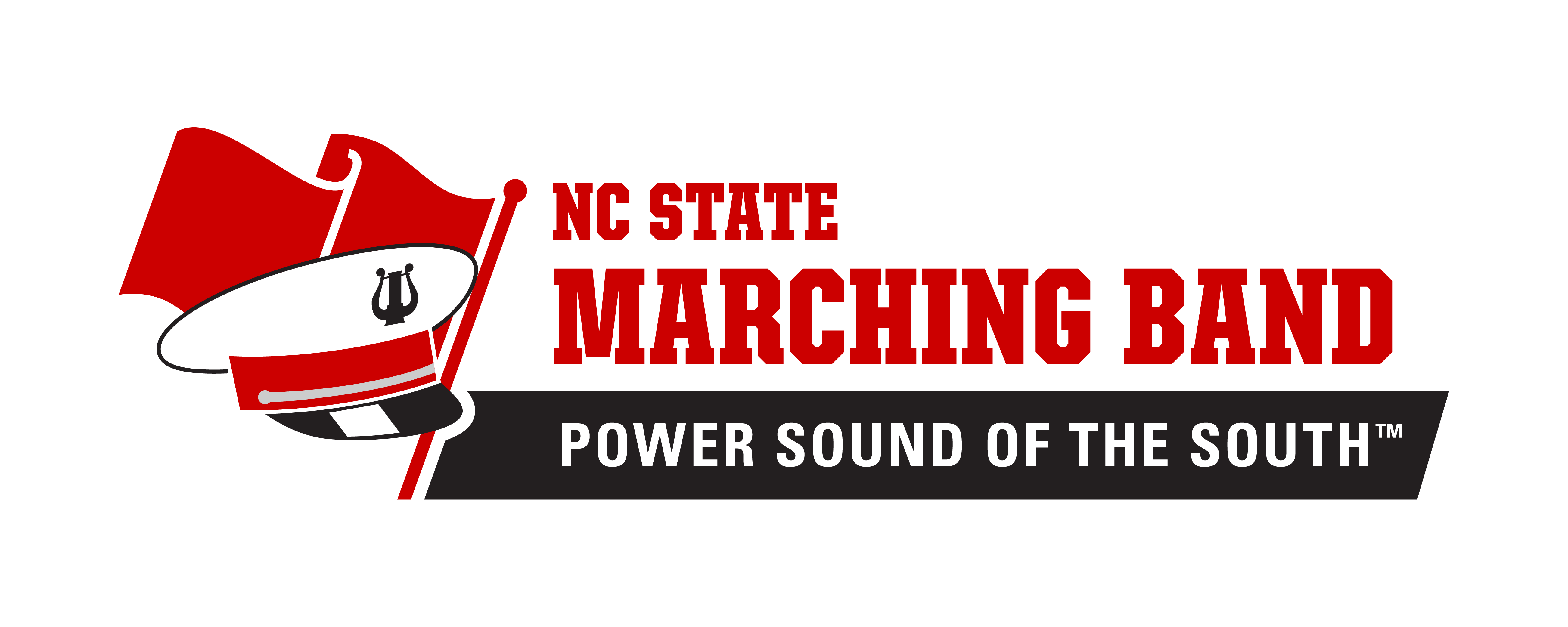 Logo for the Power Sound of the South featuring uniform cap and color guard flag