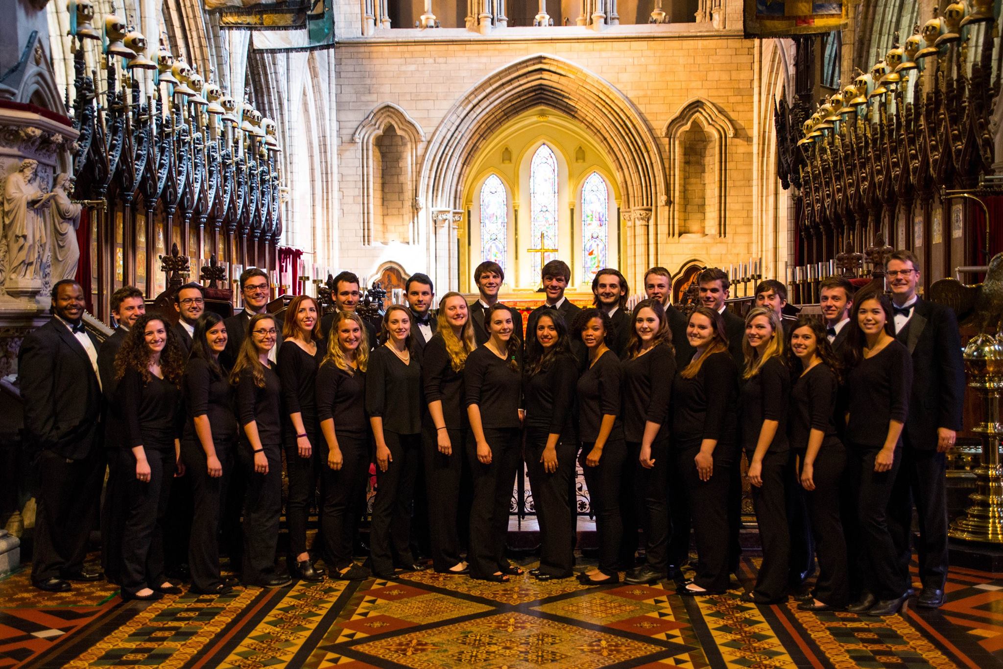 Choir students posing for a picture in St. Patrick’s Cathedral, Dublin, Ireland
