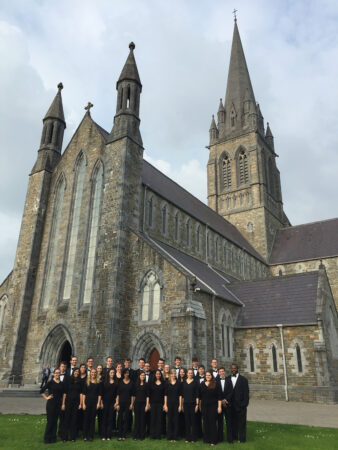 State Chorale standing in front of St. Mary’s Cathedral in Killarney, Ireland