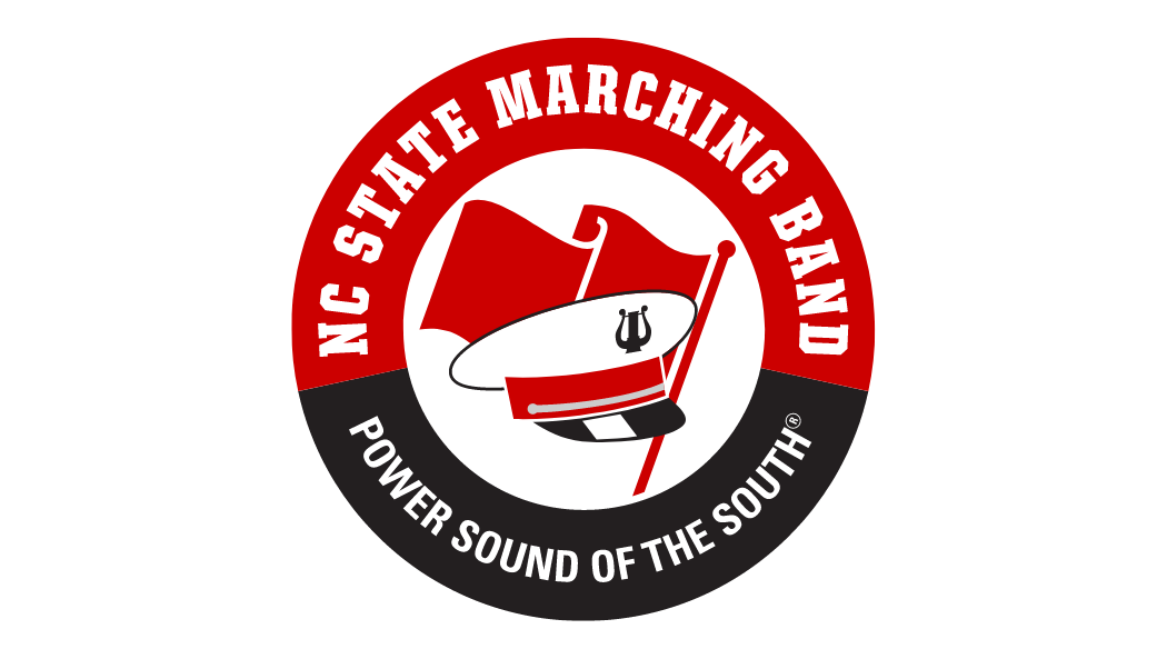 Round logo for the Power Sound of the South featuring uniform cap and color guard flag.