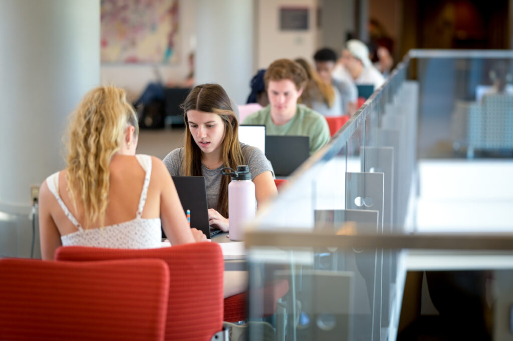 Students studying in their student union.