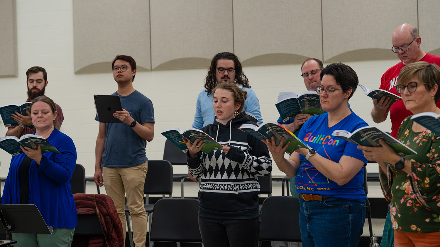 NC State Choral Artists rehearse for Considering Matthew Shepard.