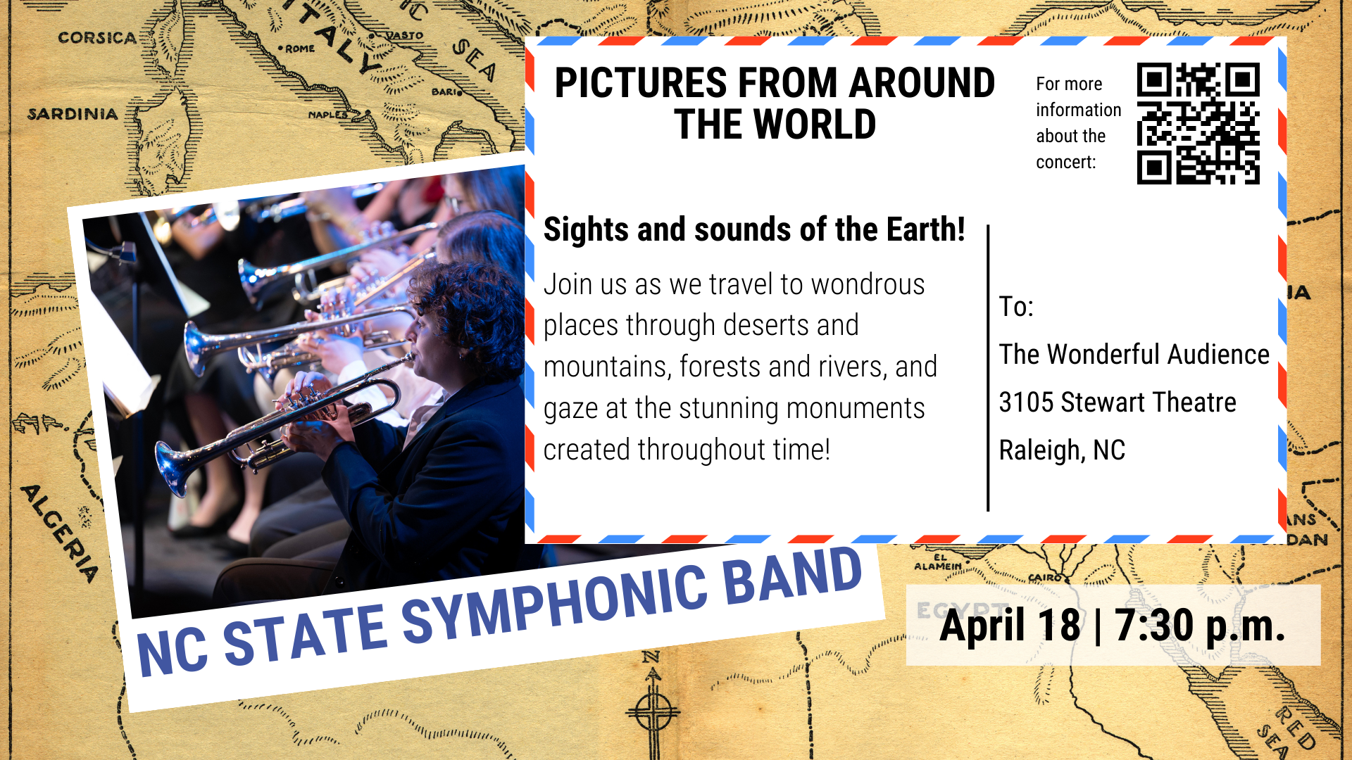 Visual poster for Symphonic Band concert.
