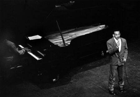 Student performing on stage, 1992